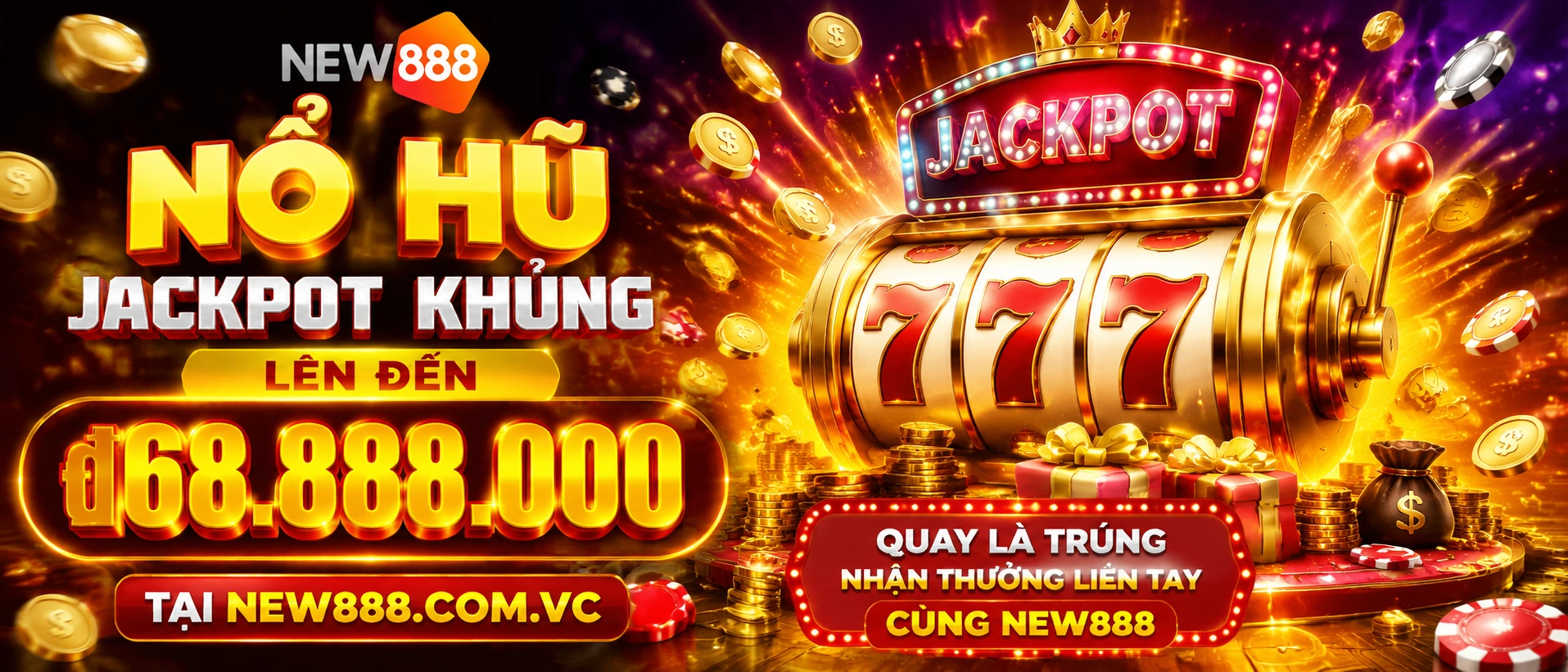 Màn hình game Nổ Hũ NEW888 hiển thị biểu tượng slot và khu chọn phiên